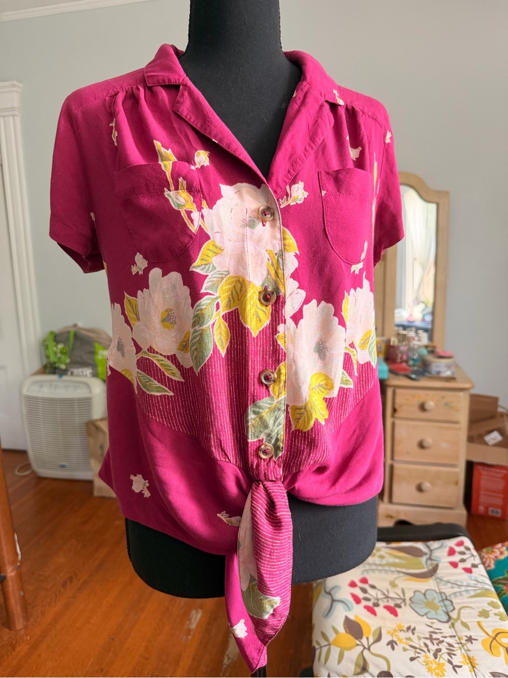 Anthropology Maeve Fuchsia Floral Blouse Size 4